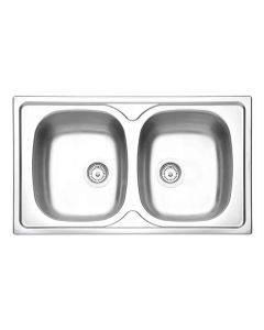 Tramontina Double Stainless Steel Sink 86x50x15.2 cm