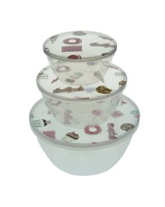 Plastic Food Container With Lid Set 3 Pieces