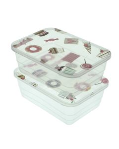 Plastic Food Container With Lid Set 2 Pieces
