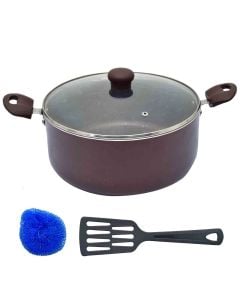 Non-Stick Pot With Glass Lid And Spatula 26CM