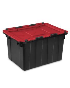 Sterilite Plastic Storage Bin With Red Lid 12 Gallon 14619Y06