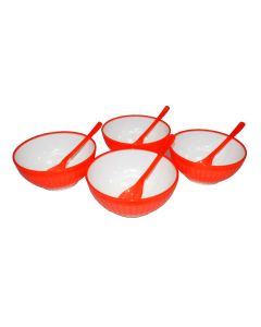 Plastic Bowl with Spoon Set Round 8 Pieces