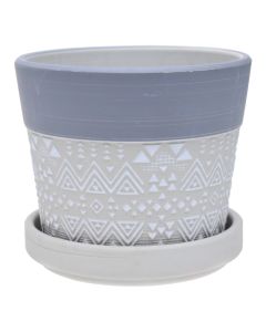 Porcelain Flowerpot with Tray 12x11 cm