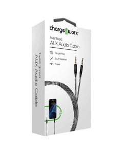 Chargeworx Twist Braid AUX Audio Cable 0.9M - CHA-CX4865BK
