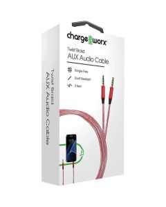 Chargeworx Twist Braid AUX Audio Cable 0.9M - CHA-CX4865RD