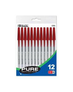Bazic Pure Ballpoint Pen Red 12 Pieces