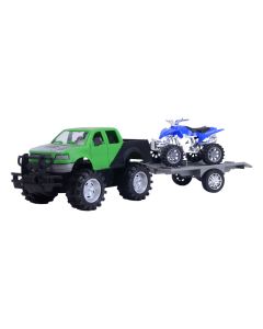Monster Truck with ATV Motorcycle 13.6x5.5x4.5 cm