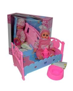 Baby Doll and Bed Playset 6 Pieces