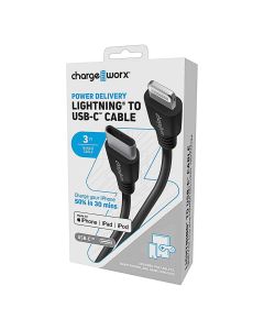 Chargeworx Lightning to USB-C Cable Black CHA-CX4624BK