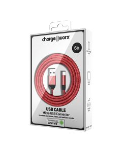 Chargeworx Micro USB Cable Red CHA-CX4855COR