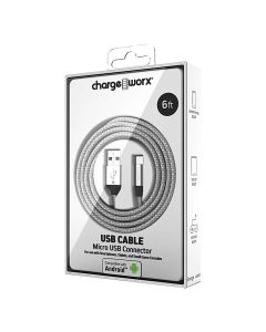 Chargeworx Micro USB Cable Silver CHA-CX4855SL