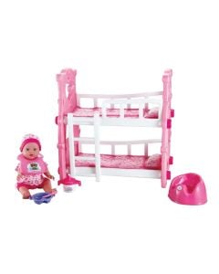 Baby Doll and Bed Playset 5 Pieces