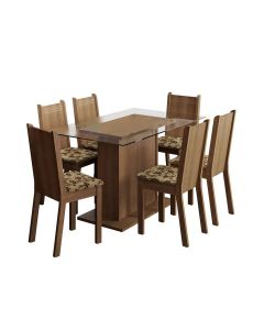 Rectangular Dining Set with 6 Chairs 044775ZXTFBM